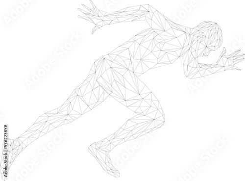 start running sprinter runner athlete polygonal wireframe