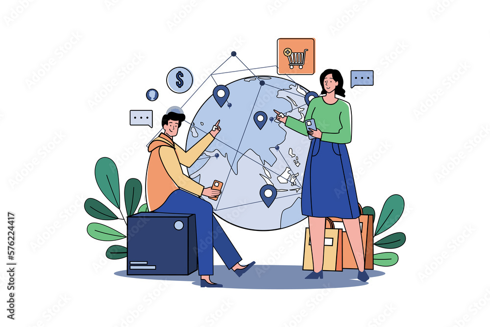 The concept of users around the world The concept of users around the world