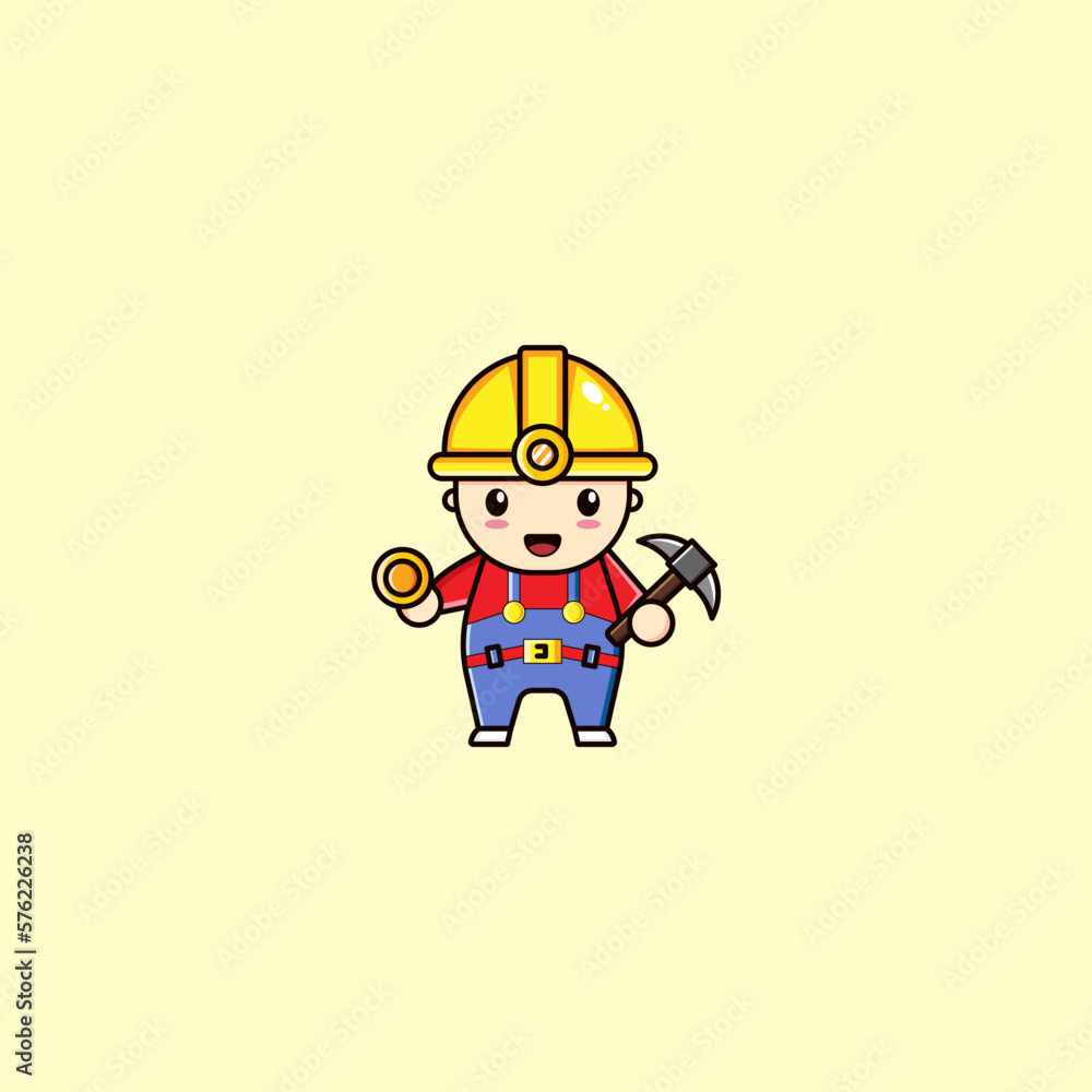 Gold mining Icon, Logo, and cute illustration Vector Gold mining Icon, Logo, and cute illustration Vector