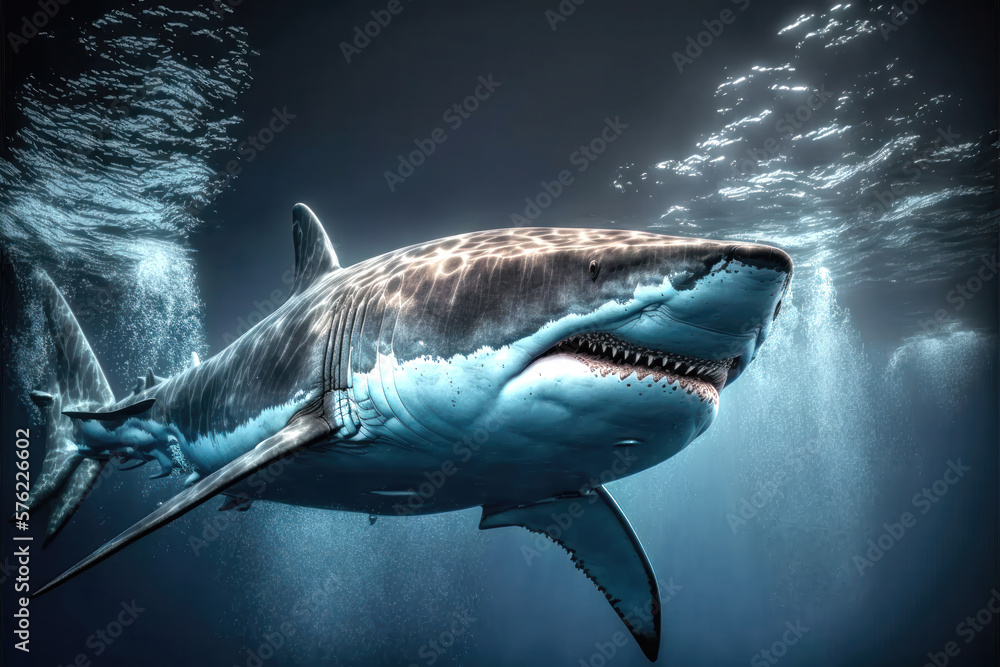 Naklejka premium The Mighty White Shark. Generative Ai