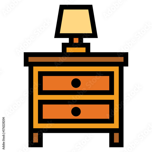 bedside table filled outline icon style