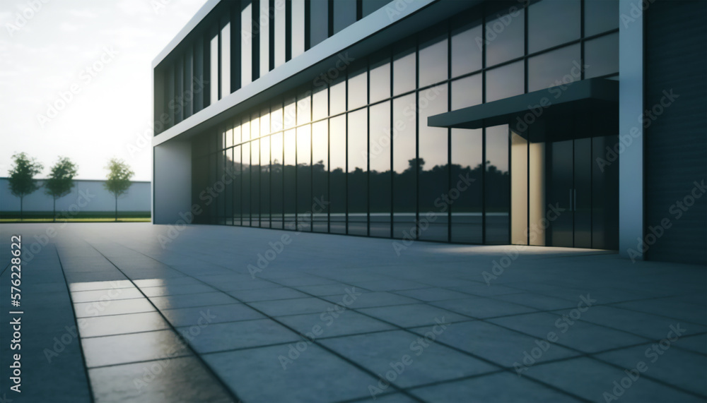 Fototapeta premium Contemporary triangle shape design modern Architecture building exterior with glass Generative AI