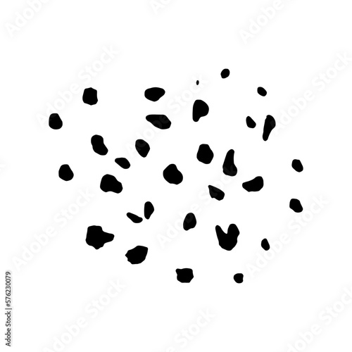 Vector grunge round brush. Black stroke, stain, ink, dry brush image. A dirty artistic hand-drawn element isolated on white background. Circle paintbrush touch, smear, blot, dot. Vector illustration