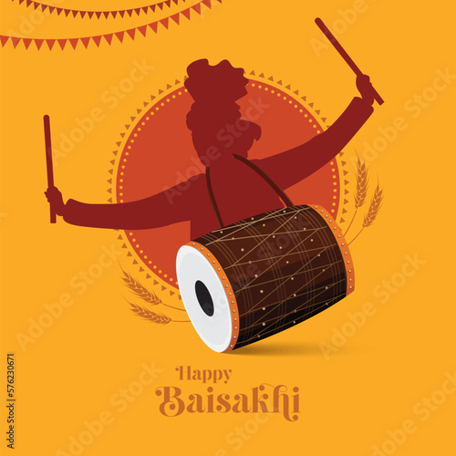 Happy Baisakhi Festival Greeting Background Design Template Vector Illustration