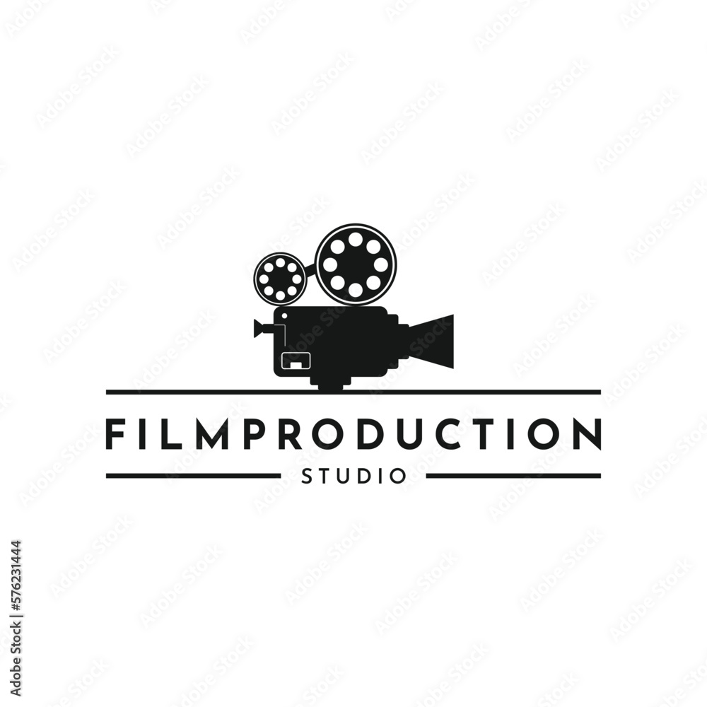 Vintage Video Camera Film for movie cinema production studio Logo design