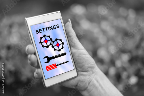 Settings concept on a smartphone