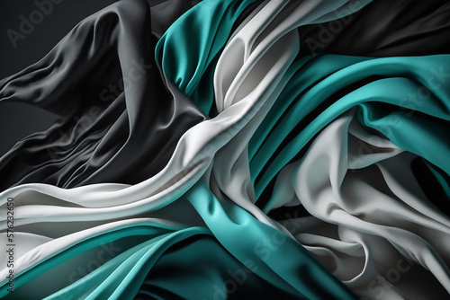 White and black and Cyan Cloth with Wrinkles and Folds, Generative AI © Tahsin