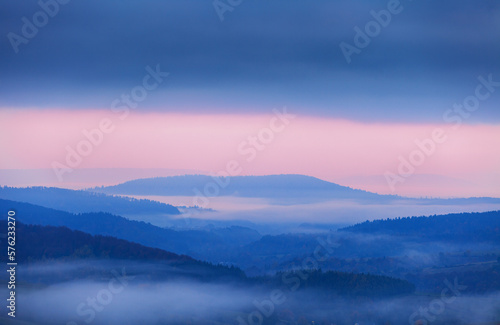 foggy autumn morning in the Bieszczady Mountains