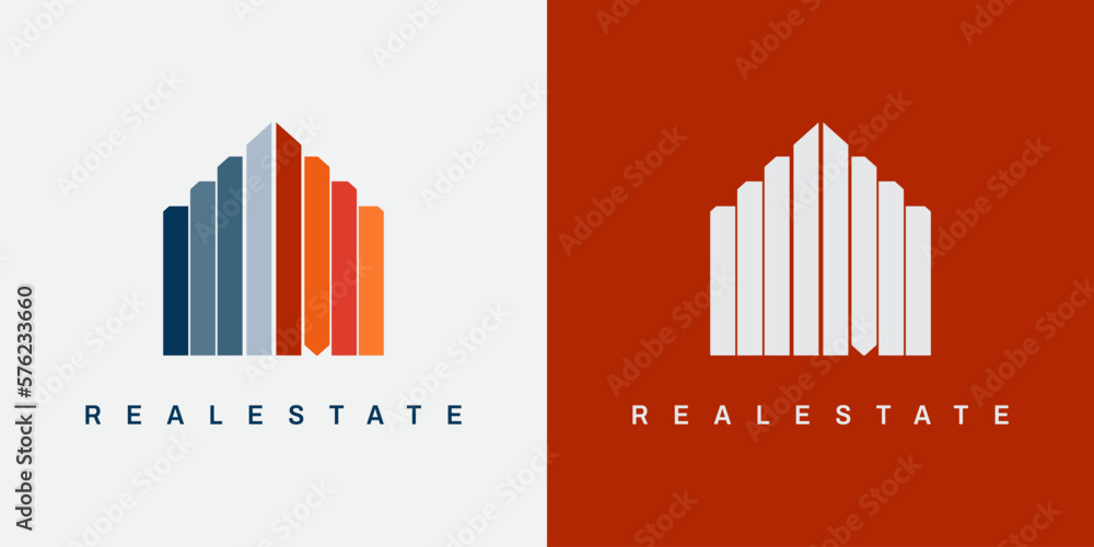 Fototapeta premium Set of colorful colorful real estate logo designs for business visual identity. Homes, Buildings and More