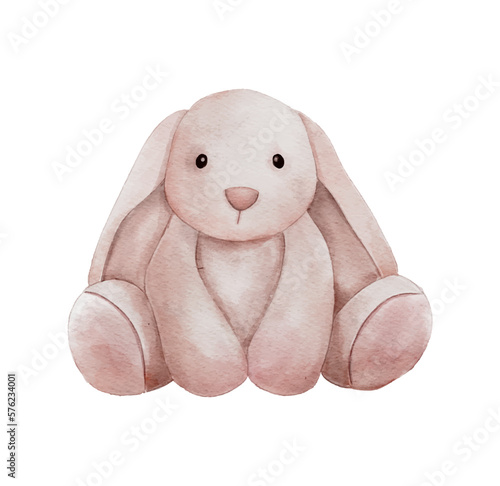 cute isolate bunny or rabbit watercolor illustration cartoon for baby and kids