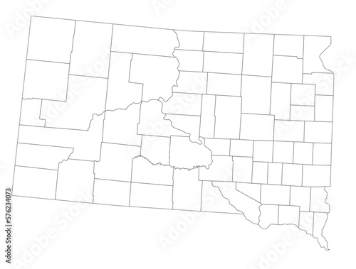Highly Detailed South Dakota Blind Map.