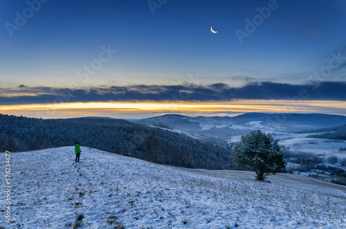 Wallpaper Mural man in the mountains on a moonlit night Torontodigital.ca