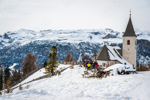 Alta Val Badia in winter. The village of La Val surrounded by the Dolomites.  © Nicola Simeoni