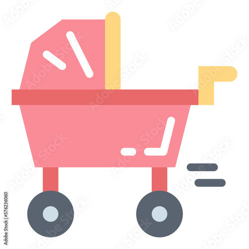 stroller flat icon style