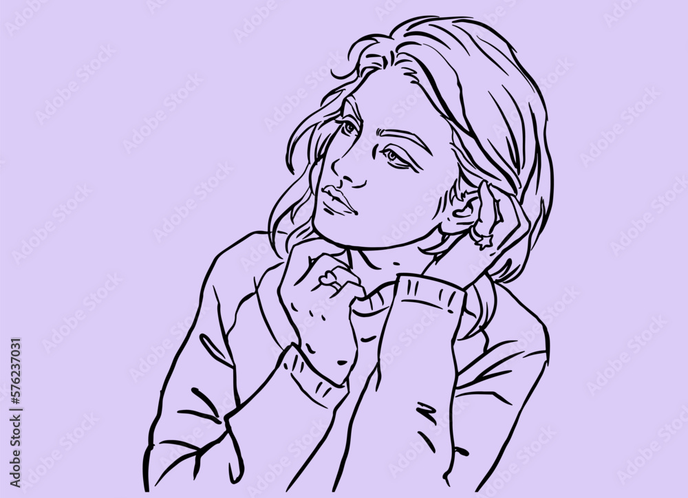 sketch of a person vector for card illustration decoration