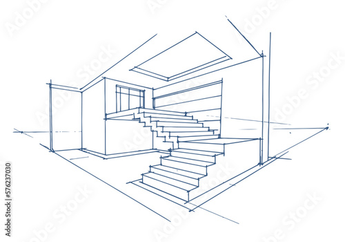 3d perspective of stairs vector for decoration illustration concept design