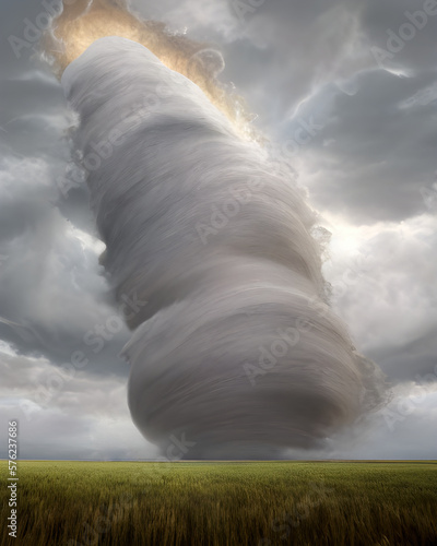 Fotografie Large tornado in prairie, generative ai