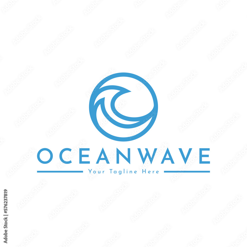 Ocean Water wave Logo design vector
