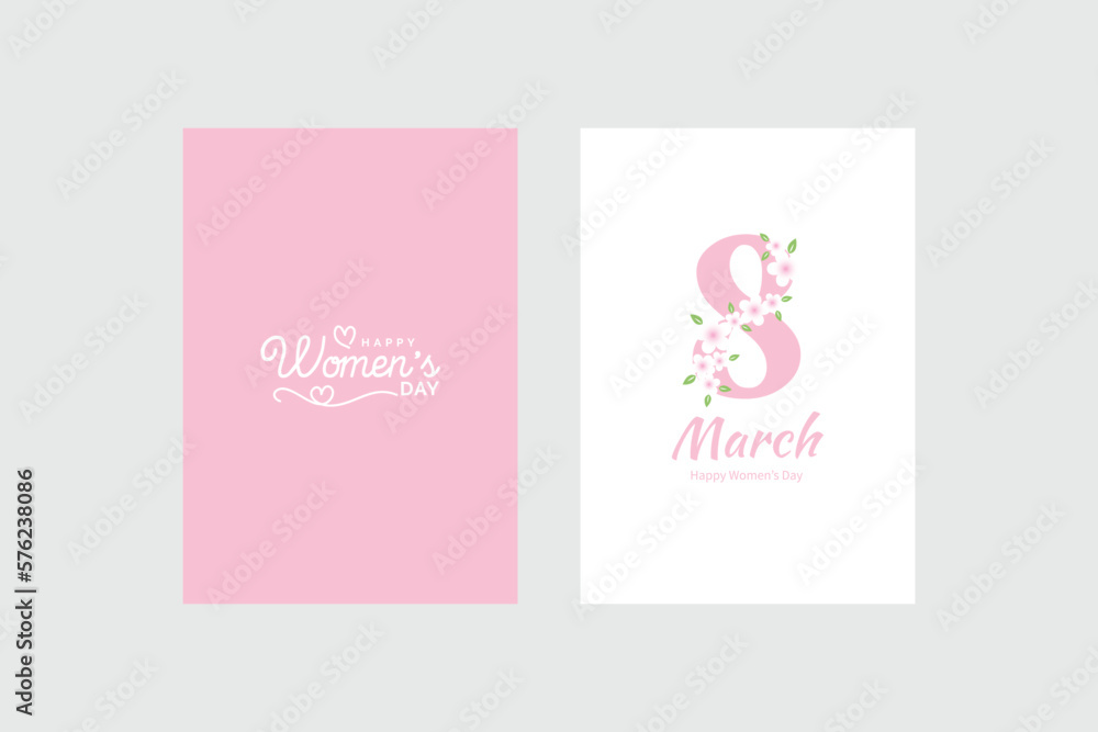 Happy Woman's Day 8 March. Template for advertising, online advertising, social networks and fashion advertising. Flower Poster, Flyer, Brochure Flat Vector Happy Woman's Day 8 March. Template for advertising, online advertising, social networks and fashion advertising. Flower Poster, Flyer, Brochure Flat Vector