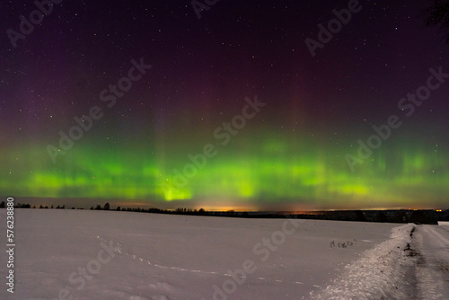 Aurora Borealis. Night sky. Latvia. Cesis. 