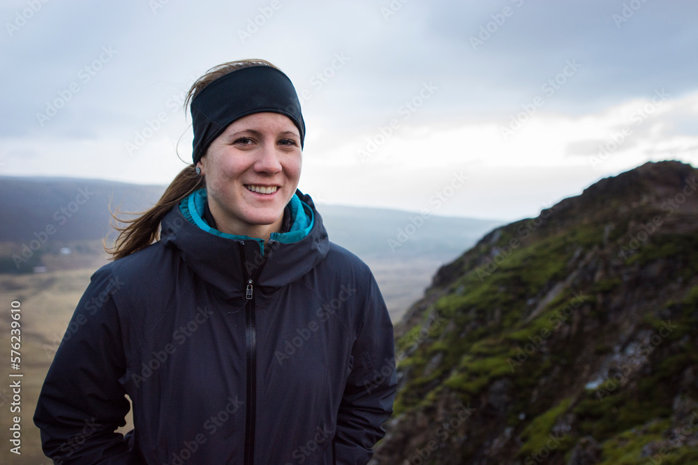 Portrait of female hiker, Geysir, Iceland Portrait of female hiker, Geysir, Iceland