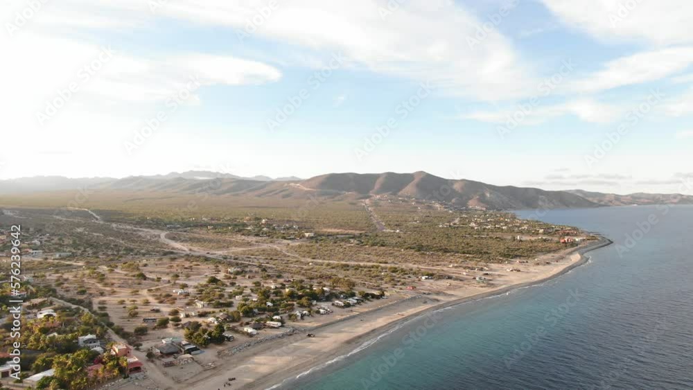 High aerial above small town of Los Barriles in Baja Sur Mexico High aerial above small town of Los Barriles in Baja Sur Mexico