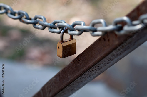 Chain hanging lock, security. Lovers, symbol of protect.