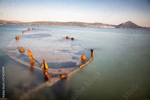 Shipwreck in Bay of Navarino, Pylos, Messenia, Peloponnese, Greece photo