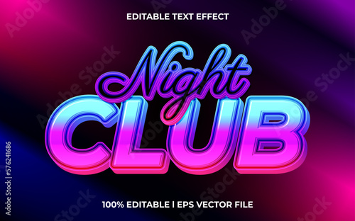 Night club 3d text effect and editable text, template 3d style use for business tittle