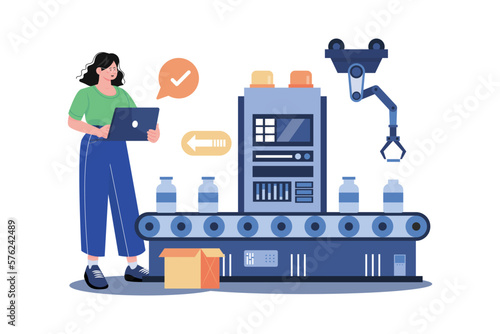 Production Line Illustration concept ction white background