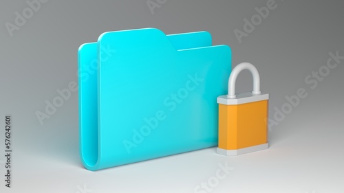 Office folder and lock. Data security concept