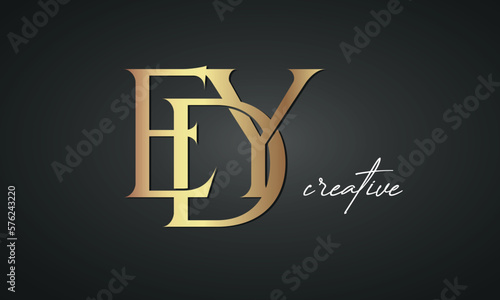 luxury letters EDY golden logo icon premium monogram, creative royal logo design photo