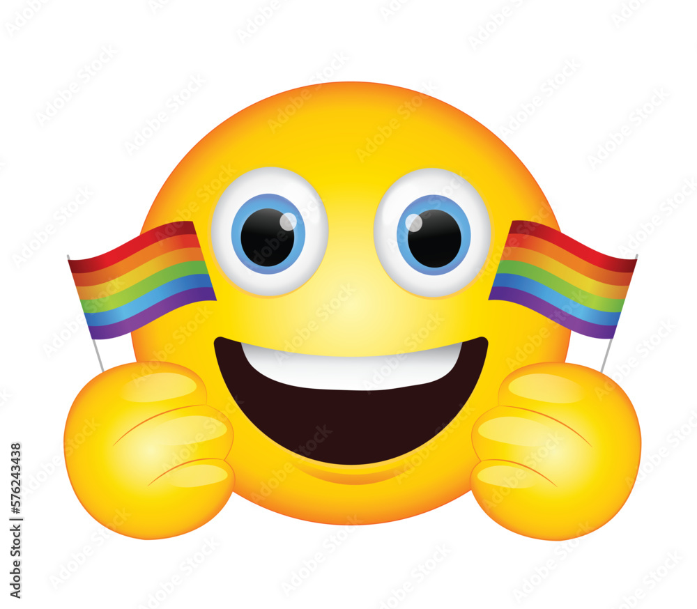 Rainbow flag emoji vector illustration. Pride month emoticon, element