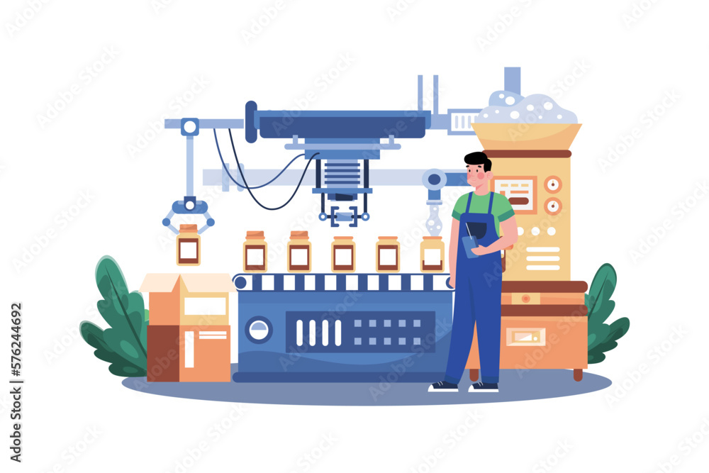 Automated production line Illustration concept on white background