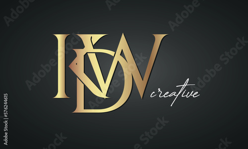 luxury letters KDW golden logo icon premium monogram, creative royal logo design photo