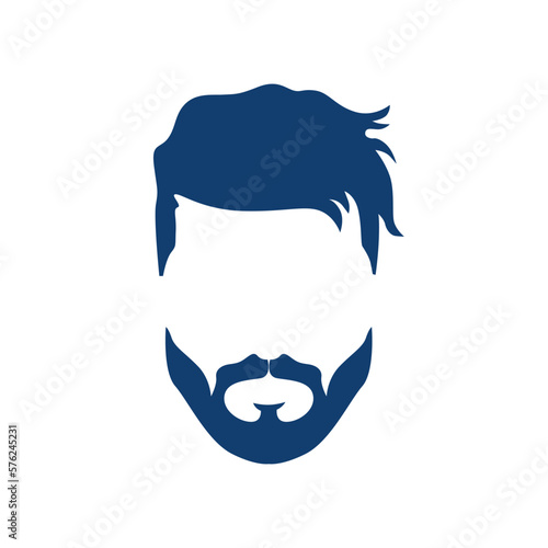 Male avatar with trendy beard and mustache. Elegant blank full face silhouette for social media and web communication with vector barbershop logo