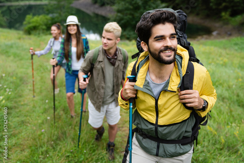 Group of happy friends enjoying outdoor activity together