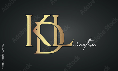 luxury letters KDL golden logo icon premium monogram, creative royal logo design photo