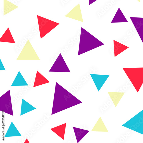 Seamless vector pattern of red, violet and blue triangles. Perfect for fabric, textile, wallpapers, backgrounds and other surfaces