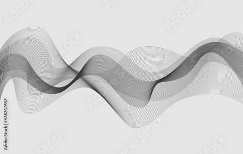 Gray geometric grid wave. Abstract futuristic flow curve with digital graphic texture warps for sound and scan vector technology