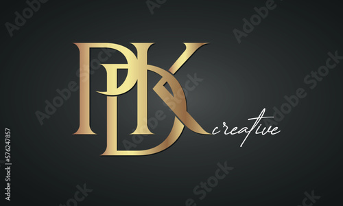 luxury letters PDK golden logo icon premium monogram, creative royal logo design photo