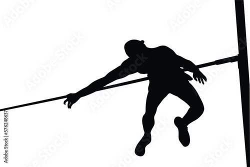 male jumper athlete high jump black silhouette
