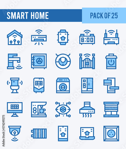 25 Smart Home. Two Color icons Pack. vector illustration.