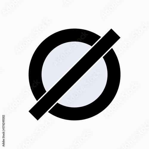 Null Icon. Zero, Void Symbol. 