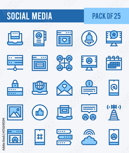 25 Social Media. Two Color icons Pack. vector illustration. © Icon