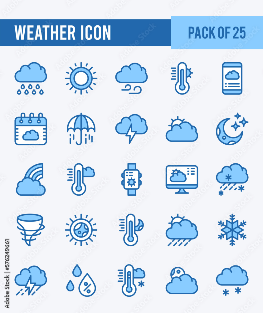 Obraz premium 25 Weather. Two Color icons Pack. vector illustration.