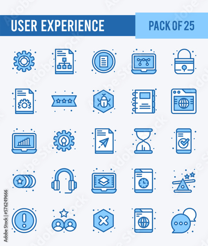 25 User Experience. Two Color icons Pack. vector illustration.