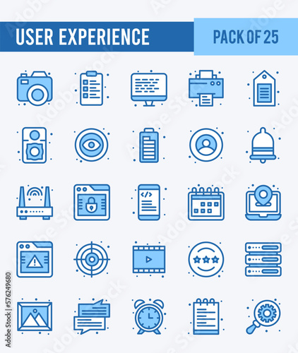 25 User Experience. Two Color icons Pack. vector illustration.