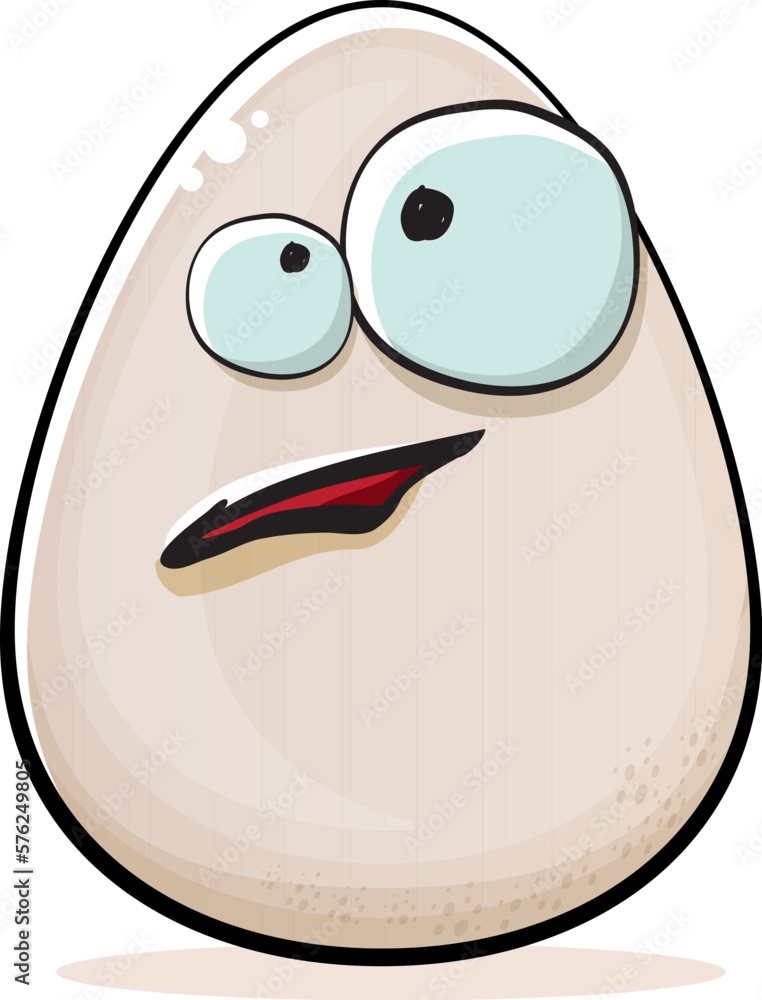 Egg character. Cartoon white egg isolated on white background. Funky