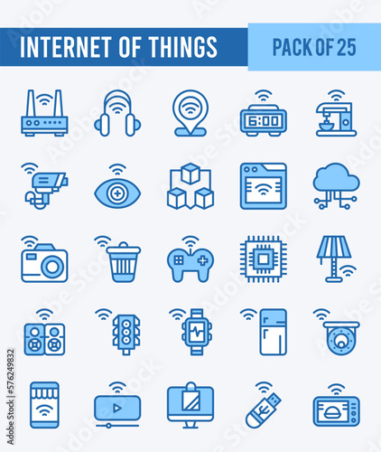25 Internet of Things. Two Color icons Pack. vector illustration.
